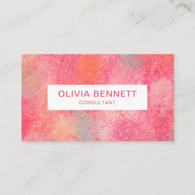 Pink Abstract Modern Business Card (Front)