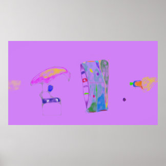 Pink Abstract Objects Drawing Poster