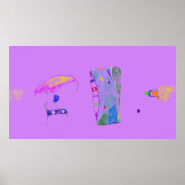 Pink Abstract Objects Drawing  Poster (Front)