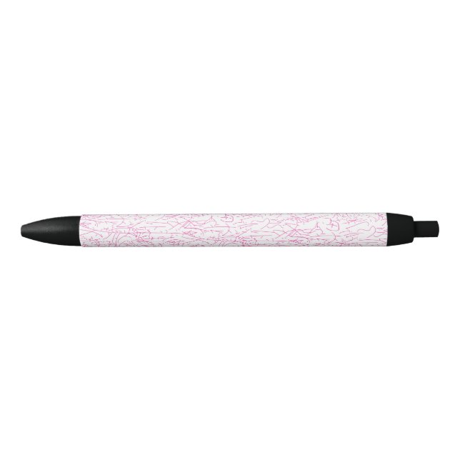 Pink Abstract Office File Folder Set Black Ink Pen (Front)