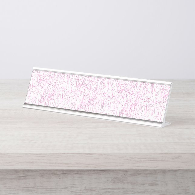 Pink Abstract Office File Folder Set Desk Name Plate (Front)