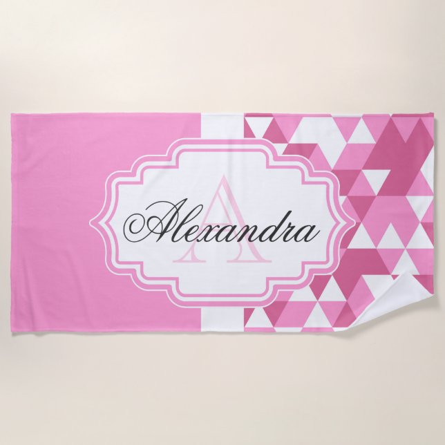 Pink Abstract Pattern Beach Towel (Front)