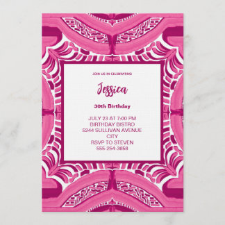 Pink Abstract Pattern Birthday Invitation