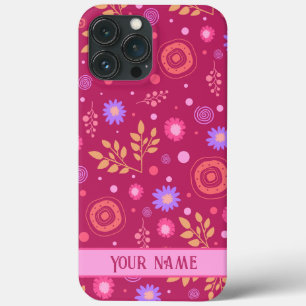 Pink Abstract Personalised Name Fun Modern iPhone 13 Pro Max Case