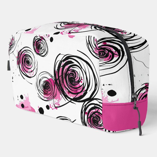 Pink Abstract Rose Swirl Dopp Kit (Right Corner)