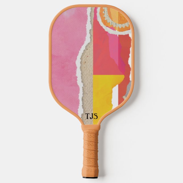 pink abstract scenery pickleball design paddle (Back)