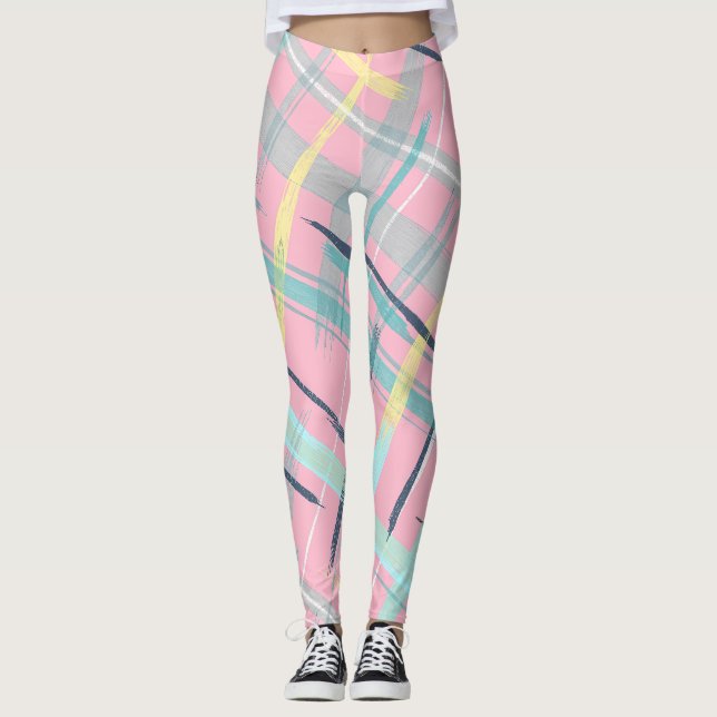 Pink Abstract Seamless Pattern Leggings (Front)