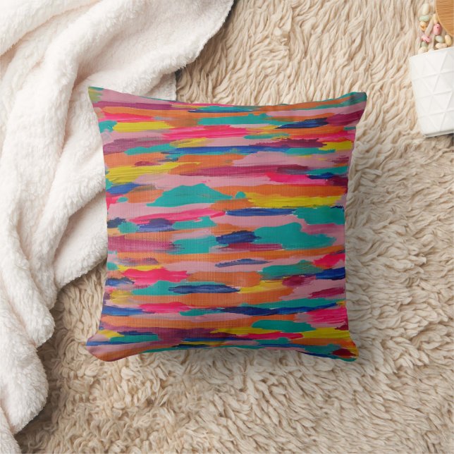 Pink Abstract Stripes Cushion (Blanket)
