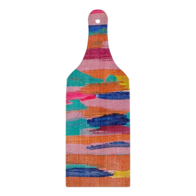 Pink Abstract Stripes Cutting Board (Front)