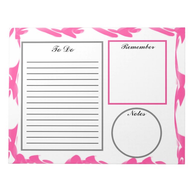 Pink Abstract To Do Notepad (Front)