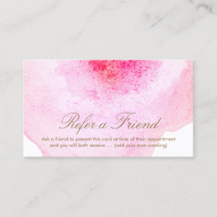 Pink Abstract Watercolor Customer Referral Card