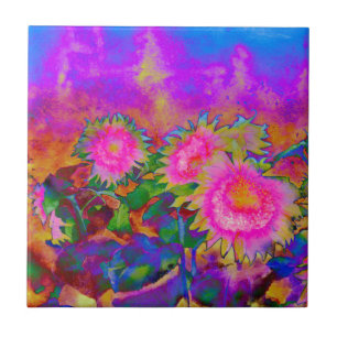 Pink abstract watercolor painting tile