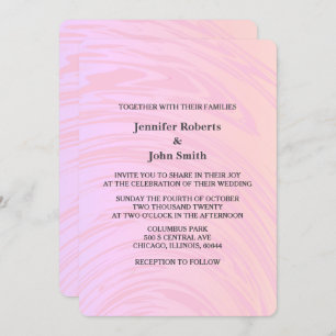 Pink Abstract Waves Rose Gold Art Boho Wedding Invitation