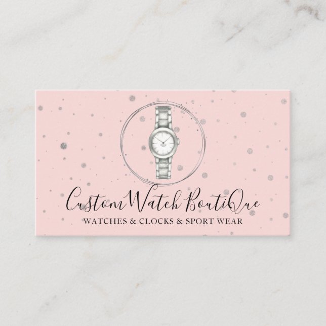 Pink Accessories Unique Watch Business Card (Front)