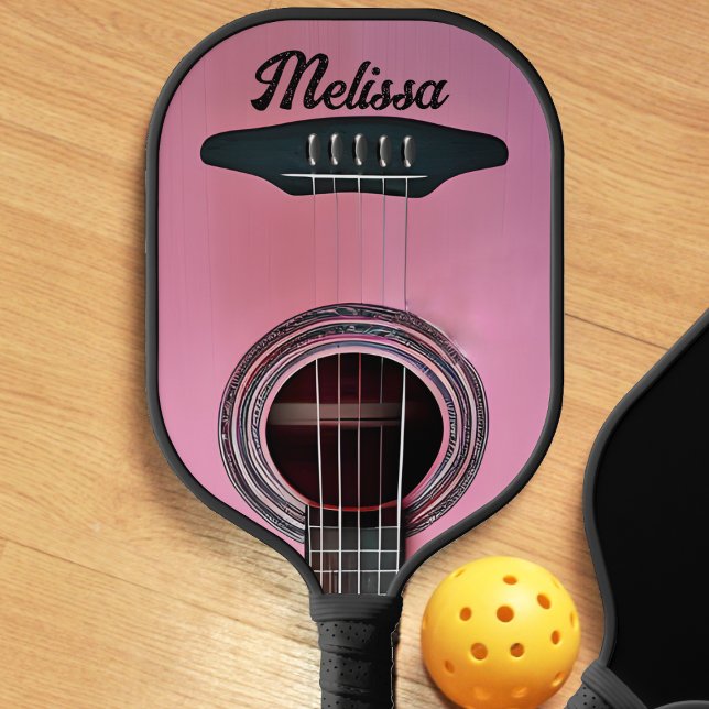 Pink Acoustic Guitar Guitarist Instrument Name Pickleball Paddle (pink acoustic guitar pickleball paddle)