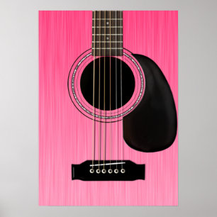 Pink Acoustic Guitar Poster