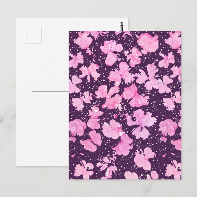 Pink Acrylic Paint Flower Petals Postcard (Front/Back)