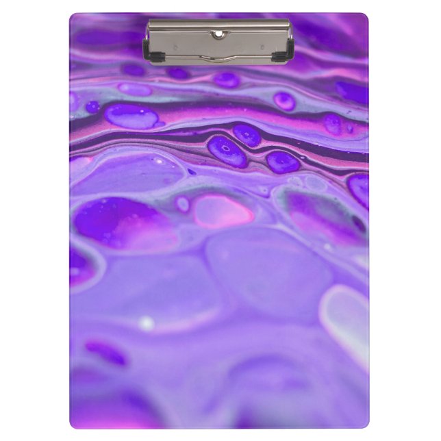 Pink Acrylic Purple, Fluid Art Painting Marble Clipboard (Front)