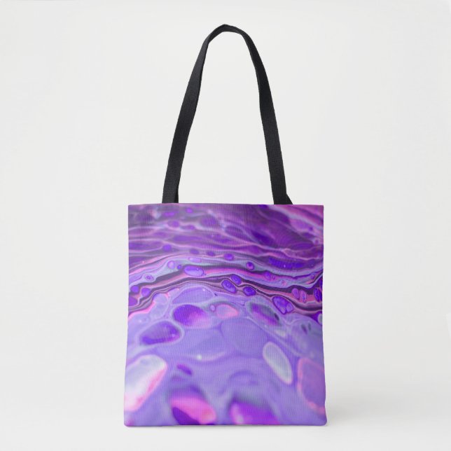 Pink Acrylic Purple, Fluid Art Painting Marble Tote Bag (Front)