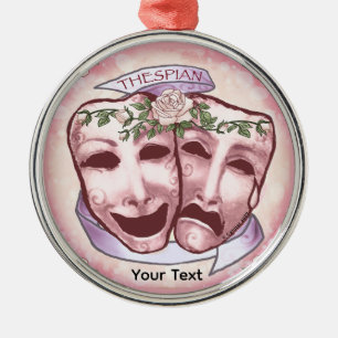 Pink Actor Masks Metal Ornament