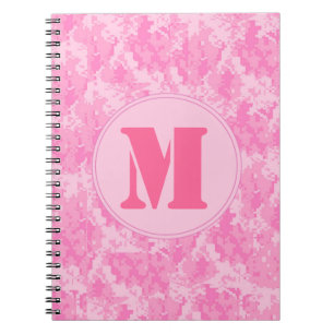 Pink ACU Camo Camouflag Monogram Initial Note Book