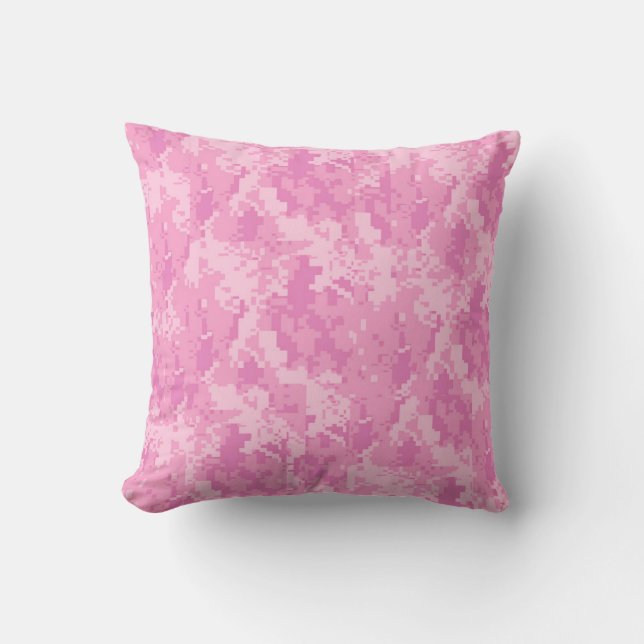 Pink ACU Camo Camouflage Girly Throw Couch Pillow (Front)