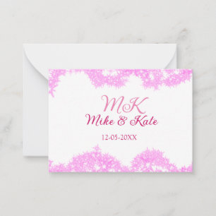 Pink add couple name date monogram glitter sparkle card