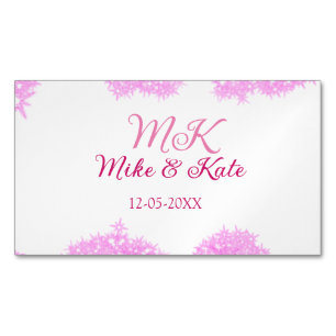 Pink add couple name date monogram glitter sparkle Magnetic business card