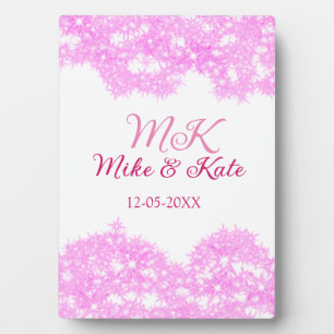 Pink add couple name date monogram glitter sparkle plaque