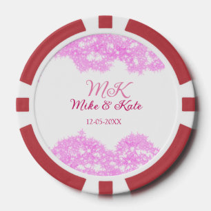 Pink add couple name date monogram glitter sparkle poker chips