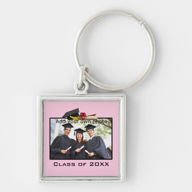 Pink Add your Photo / Year Graduation Key Ring (Front)