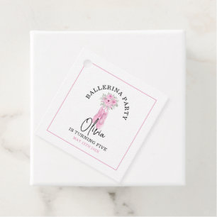 Pink Adorable Ballerina Birthday Party Favour Tags