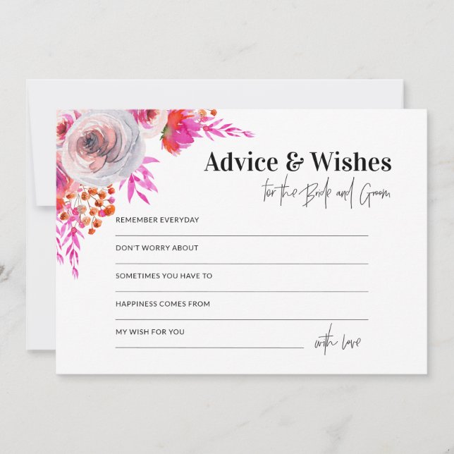  Pink Advice & Wishes for Bride and Groom Card (Front)