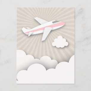 Pink Aeroplane Birthday Party Postcard