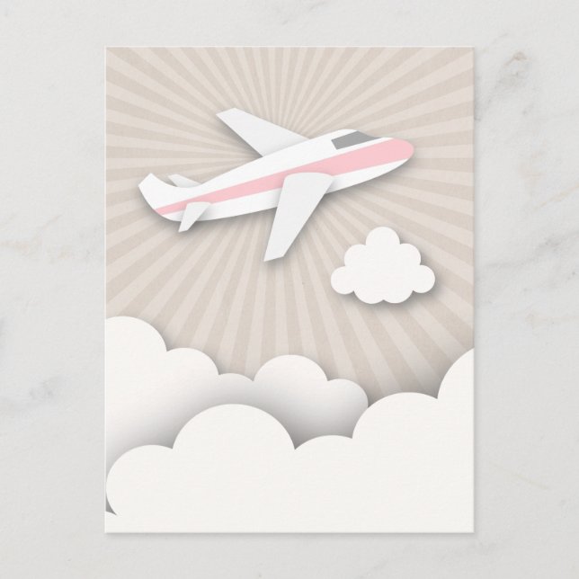 Pink Aeroplane Birthday Party Postcard (Front)