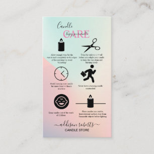 Pink Aesthetic Candle Care  Business Card