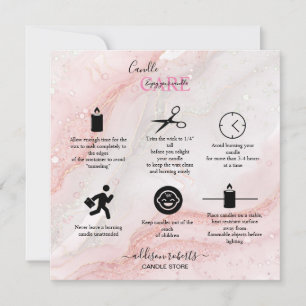 Pink Aesthetic Candle Care Square  Thank You Card