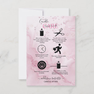 Pink Aesthetic Candle Care   Thank You Card