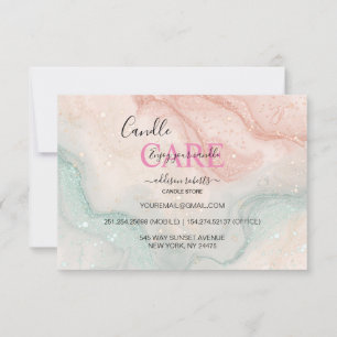 Pink Aesthetic Candle Care  Thank You Card