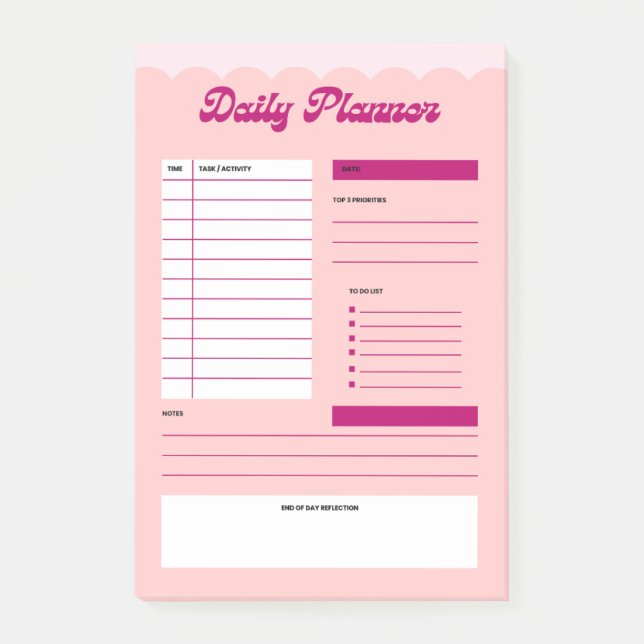 Pink Aesthetic Daily Planner Post-it® Notepad (Front)