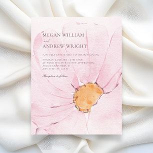 Pink aesthetic flower bloom wedding invitation