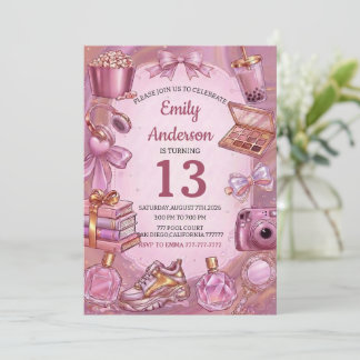 Pink Aesthetic Girl Birthday Party Invitation