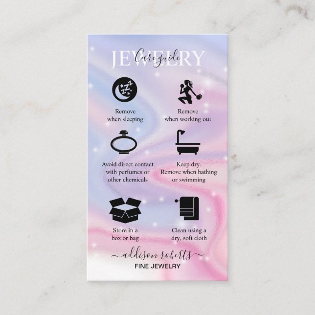 Pink Aesthetic Jewellery Care  Business Card (Front)