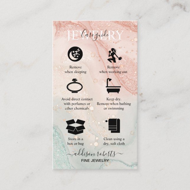Pink Aesthetic Jewellery Care  Business Card (Front)