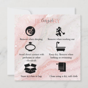 Pink Aesthetic Jewellery Care   Thank You Card