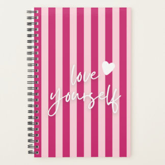 Pink Aesthetic Journal, Self Love Spiral Notebook Planner