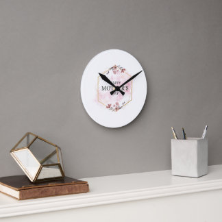 Pink Aesthetic Mother's Day Round Clock