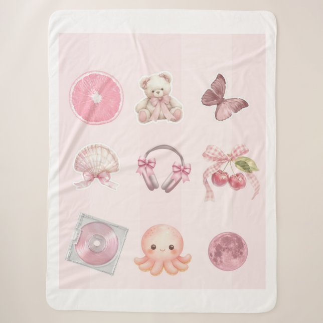 Pink Aesthetic Notebook  Sherpa Blanket (Front)