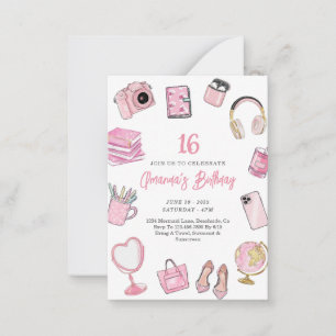 Pink Aesthetic, Pink Teen Girl Birthday Invitation