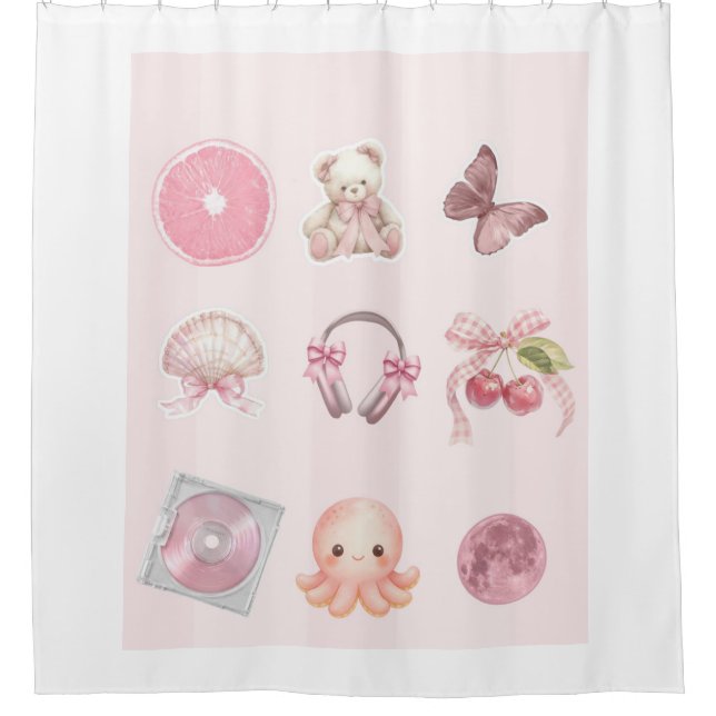 Pink Aesthetic  Shower Curtain (Front)
